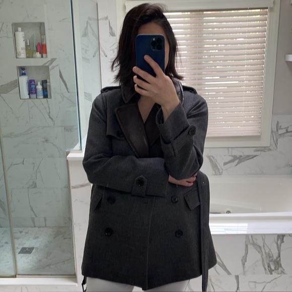 Coach wool trench with leather collar S - Picture 9 of 10